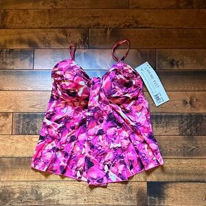 Vibrant Pink Floral Swim Top